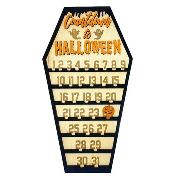 1 Штука Календарь Обратного Отсчета Halloween Advents Черный Ручной Работы DIY Деревянный Декор Для Хэллоуина Подарки