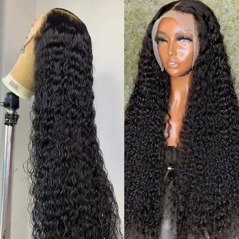13x6 Кудрявых прозрачных кружевных фронтальных париков из человеческих волос 30 дюймов 13x4 предварительно выщипанных бразильских волос для чернокожих женщин Фронтальный парик
