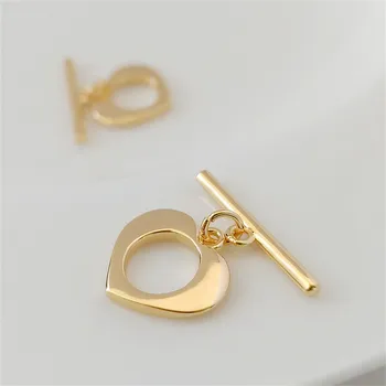 14-Каратный позолоченный браслет с пряжкой в виде сердца и ожерелья, ювелирные изделия ручной работы, застежки Love Link