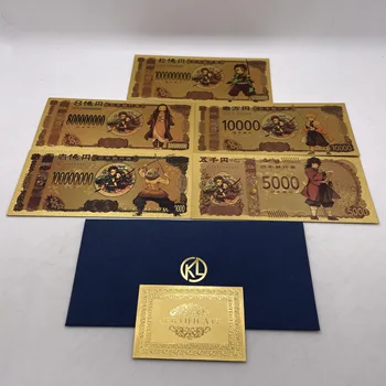 15 Дизайнов золотых Банкнот из японского аниме Demon Slayer для коллекции сувенирных открыток Childhood Momery