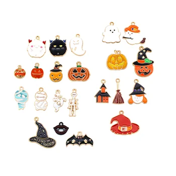 22 шт, позолоченное ожерелье, аксессуары для Хэллоуина, подвески из сплава, подвески в виде тыквы (железо) Украшения с привидениями