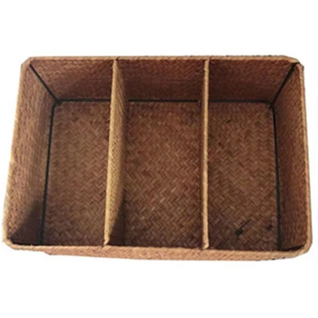 3-Секционные Плетеные корзины для полок, Корзины для хранения из морских водорослей ручной работы, Корзина для туалетной бумаги