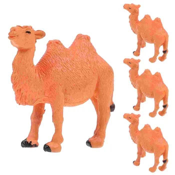 4ШТ Миниатюрные модели верблюдов ПВХ Фигурка Верблюда Модель животного Настольные Украшения Детская игрушка