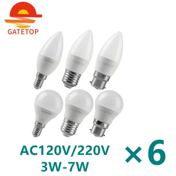 6 Шт. Светодиодные лампы Энергоэффективные G45 C37 E14 E27 B22 3 Вт 5 Вт 6 Вт 7 Вт AC230V AC110V Светодиодные Лампы для Гольфа Для Украшения дома