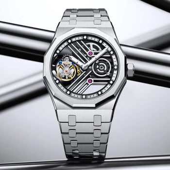 AESOP Gradient Мужские механические часы с турбийоном с ручным управлением, наручные часы с полным полым скелетом, Суперсветящиеся сапфировые мужские часы 7055