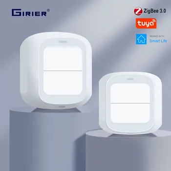 GIRIER Tuya ZigBee/WiFi Smart Scene Switch 2-канальный беспроводной пульт дистанционного управления кнопкой 