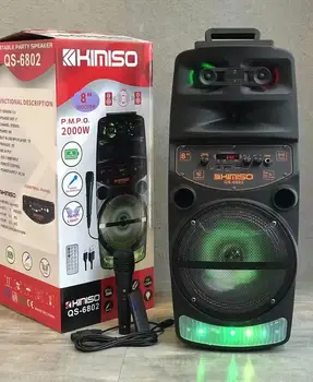 KIMISO QS-6802 8-дюймовый 2000 Вт пиковый открытый портативный беспроводной динамик Bluetooth караоке DJ акустическая система caixa de som bluetooth