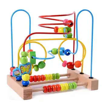 MWZ Деревянные игрушки для малышей Круг Первый Лабиринт из бисера для мальчиков и девочек