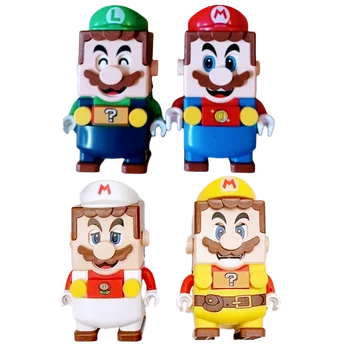 Super Mario Bros Blocks Luigi Buliding Blocks Фигурки из экшн-игрушек, игрушки для сборки, куклы mark box, Детские подарки на День рождения, человек-паук