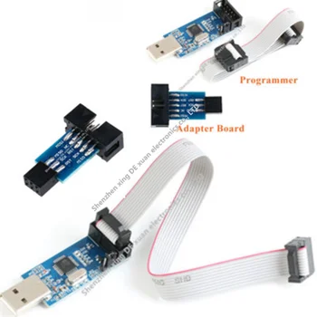 USBASP USBISP AVR Программатор USB ISP USB ASP ATMEGA8 ATMEGA128 Поддержка Win7 64 10Pin Проводной Модуль + Плата адаптера от 10Pin до 6 Pin