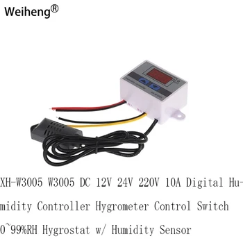 XH-W3005 W3005 DC 12V 24V 220V 10A Цифровой Контроллер Влажности, Переключатель Управления Гигрометром 0 ~ 99% Относительной влажности, Гигростат с Датчиком влажности