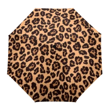 Автоматический зонт с леопардовой текстурой с животным принтом, Портативный Складной Зонт от солнца и дождя, Женский зонт-зонтик