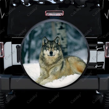 Автомобильные аксессуары Animal Wolf На заказ, защитный чехол для запасного колеса, универсальный декоративный чехол для наружного колеса для кемпера