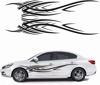 Автомобильные наклейки GiftCity-1 Комплект Виниловых Наклеек Cool Flame для автомобилей- Наклейки на Кузов автомобиля, Универсальные Автомобильные наклейки (Черные)