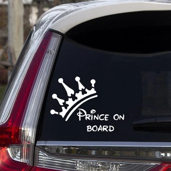 Автомобильные наклейки Принц на борту, Мальчик, Ребенок в машине, Прекрасное светоотражающее украшение для багажника, лобового стекла, автотюнинга, укладки D40