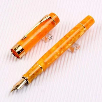 Авторучка Jinhao из 100% оранжевой смолы, многоцветная ручка, тонкое перо с золотой отделкой, с конвертером, офисные и школьные принадлежности для бизнеса