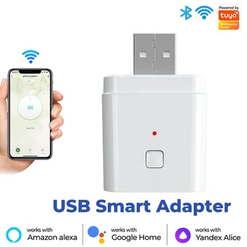 Адаптер Tuya WiFi Smart Micro USB Smart Plug Switch Адаптер питания 5V Mini USB Работает с Alexa Hey Google Alice для умного дома