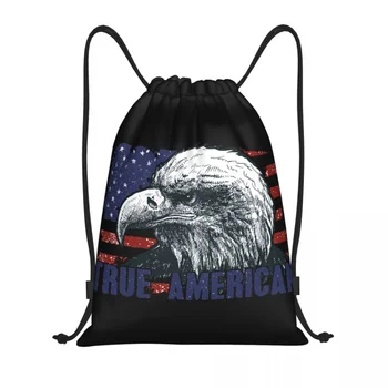 Американский орел Флаг США Сумки на шнурке Женские Мужские Складные спортивные сумки для тренажерного зала Тренировочные рюкзаки для хранения