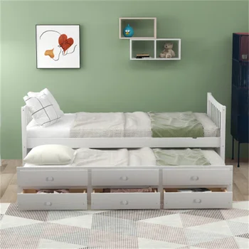 Белая кушетка С Выдвижным ящиком Twin Size, Высококачественная, Прочная, Легко Монтируемая Мебель Для спальни