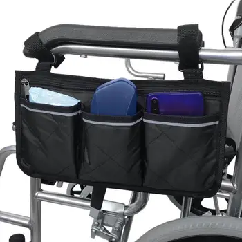 Боковая сумка для инвалидной коляски, Подлокотник, Многоцветная сумка для хранения с несколькими карманами, Универсальная сумка для ходунков, сумка-роллер, органайзер для мелочей на стене
