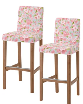 Весенний чехол для барного стула цвета персика с короткой спинкой, защитные чехлы для стульев с высокой эластичностью для банкетного отеля