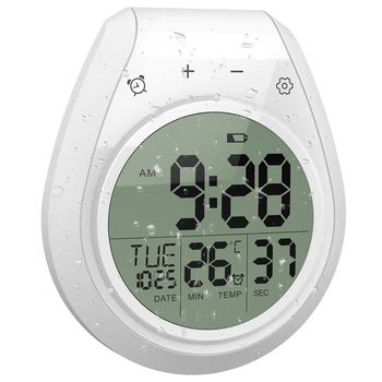 Водонепроницаемые цифровые часы для душа, Часы с таймером в ванной, Цифровые настенные часы для кухни, ЖК-дисплей, формат 12/24 часа