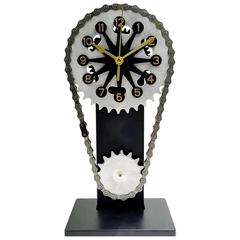 Вращающиеся шестеренчатые часы Креативное украшение Настольные часы в стиле Стимпанк С движущимися шестеренками (черные)
