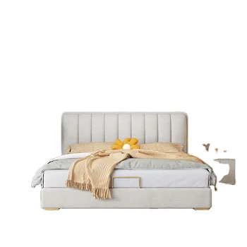 Высококачественные комплекты мебели Кровать King Size Кожаная Современная спальня Роскошный Квадратный каркас кровати