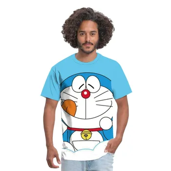 Горячая распродажа, мужская новая футболка с 3D-принтом кота, мужская и женская футболка Doraemon с короткими рукавами, прямые продажи от производителя