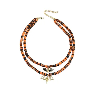 Готические украшения на Хэллоуин, ожерелье из темной летучей мыши и тыквы на Хэллоуин, Оранжевое мужское ожерелье с длинной цепочкой и кулоном