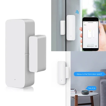 Дверной датчик Tuya Smart Wifi Детекторы открытия / закрытия дверей Работает с приложением Tuya / Smart Wifi для Alexa Google Home