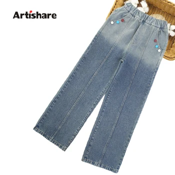 Джинсы для девочек, джинсы в стиле пэчворк для девочек, джинсы в повседневном стиле для детей, весенне-осенняя детская одежда 6 8 10 12 14