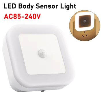 Домашний ночник с переключателем EU / US / UK, светодиодный ночник, настенные светильники для домашнего туалета, прикроватная лампа для прихожей, дорожка AC85-240V