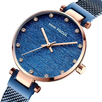 Женские часы MINI FOCUS Бренд класса Люкс, Модные Повседневные женские наручные часы, Водонепроницаемые Синие Часы из нержавеющей Стали Reloj Mujer Montre Femme