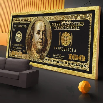 Золотые доллары, деньги, вдохновляющий плакат, картина на холсте, плакаты с принтом Куадроса, настенное искусство для домашнего декора гостиной (без рамки)