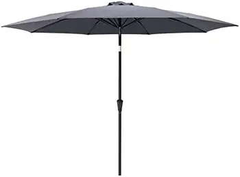 зонт для уличного торгового стола высотой 12 футов с ребристым наконечником из стекловолокна и наклоном, темно-синий