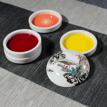 Керамическая палитра Цзиндэчжэнь Глубокая пятислойная картина маслом, акварель, пигментная тарелка с крышкой, чисто белая и легко моющаяся