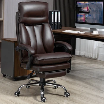 Кожаные офисные кресла Мобильные Кресла с откидной спинкой Дизайнерские Офисные кресла с поворотным подлокотником Удобная Офисная мебель для игр Sillas