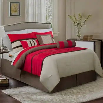 Комплект постельного белья из 12 предметов, Стеганое одеяло Cirena Microsuede с комплектом простыней из 6 предметов, удобными карманами и декоративными подушками, Всесезонная кровать