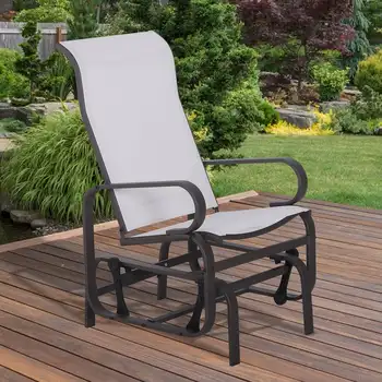 Кресло-качалка для патио с одним глайдером с дышащей сеткой, гладкие подлокотники для садовой мебели на заднем дворе
