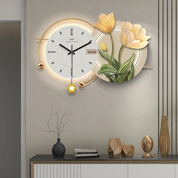 Легкие роскошные настенные часы, современные минималистичные часы для гостиной, модные креативные украшения для ресторана, подвесные часы с росписью