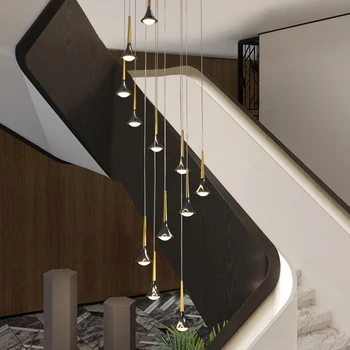 Лестничная люстра в форме рога, современный модный дизайнерский светильник для гостиной, Простая столовая, спальня, Удлиненная люстра