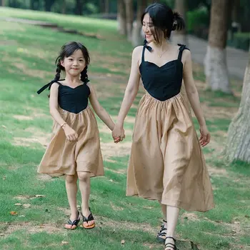 Летнее новое платье для мамы и дочки, одинаковые наряды для семьи, женские детские кружевные платья, детская одежда для девочек во французском стиле