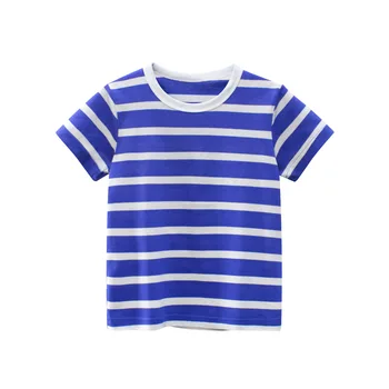Летняя футболка для малышей, хлопчатобумажная одежда для маленьких мальчиков и девочек, свободный удобный топ в полоску с коротким рукавом, одежда для младенцев