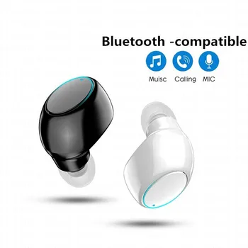 Мини-невидимые беспроводные наушники Bluetooth, наушники громкой связи, стереогарнитура TWS, вкладыши с микрофоном для всех телефонов