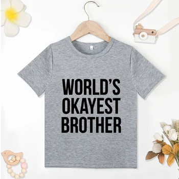 Минималистичные детские летние крутые футболки, самая стильная в мире одежда для мальчиков с буквенным принтом Brother, детские футболки в стиле харадзюку в стиле Y2K