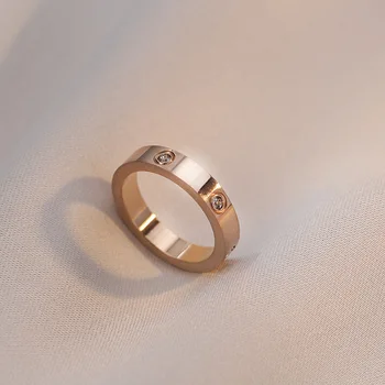 Минималистичные Круглые кольца с высокой полировкой Для женщин, обручальные кольца из нержавеющей стали и циркона, Простое обещание, Обручальное кольцо, Ювелирные Изделия, Подарки