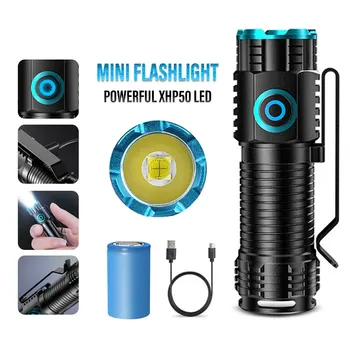 Мощные светодиодные фонари Mini XHP50 Camping LED Torch с хвостовым магнитом, Фонарь для кемпинга и рыбалки, USB-аккумуляторная лампа для зажима для шляпы