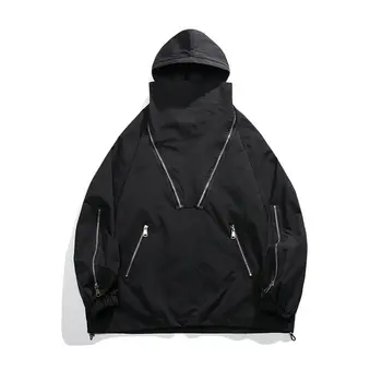 Мужская уличная куртка в стиле хип-хоп, пальто, Черная Лоскутная куртка Harajuku, Ветровка, спортивная куртка Оверсайз, карман, Осень