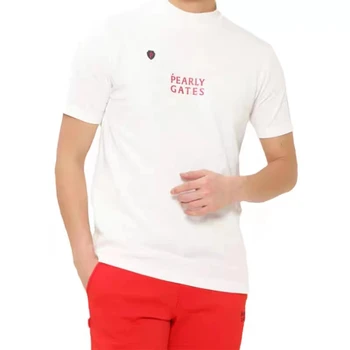 Мужская футболка PEARLY GATES GOLF с коротким рукавом и круглым вырезом, летняя новинка, спортивный быстросохнущий трикотаж, футболка для тренировок по гольфу на открытом воздухе